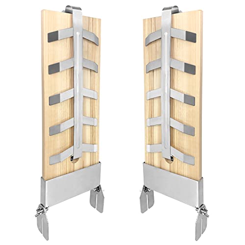 HENGMEI 2X Flammlachsbretter Räucherbrett Flammlachs Brett mit Stabiler Edelstahl-Halterung für Lachsfilet, Feuerschale & Grill, HM-VC-HAG2439, Gelb von HENGMEI