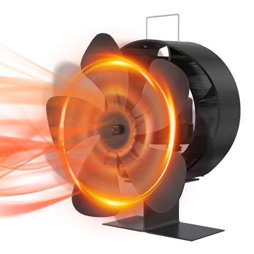 HENGMEI 5 Flügeln Kaminventilator Ventilator Heizbetriebener Ofenventilator ohne Strom Kamin Ofen Ventilator Kaminlüfter für Holz/Scheitbrenner/Kamin(60 Grad Drehend) von HENGMEI