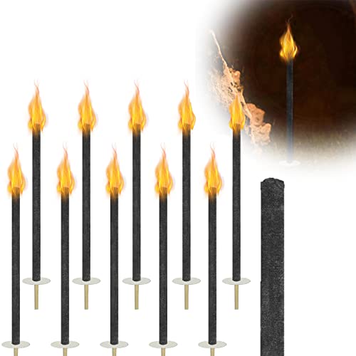 HENGMEI 50 Stück Fackeln für Draußen Wachsfackeln Brennzeit 100 min Fackeln aus Natürlichem Wachs Fackel Gartenfackeln Party Wanderung Mit Handschutz und Extra Langem Griff von HENGMEI