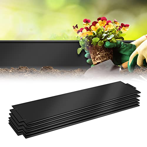 HENGMEI 50m Metall Rasenkante Flexibel Mähkante Beetumrandung 100 x 18 cm Beeteinfassung 50 Stück Schwarz von HENGMEI