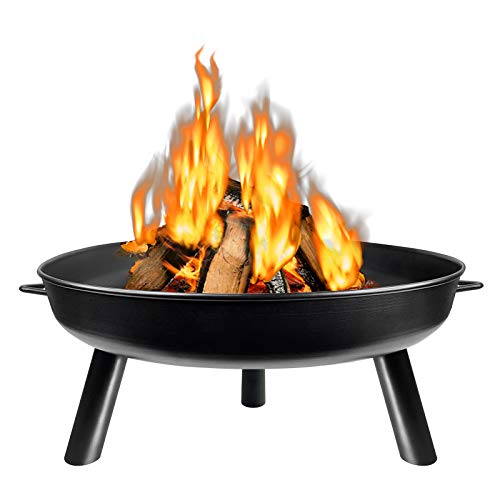 HENGMEI Φ80cm Feuerschale Feuerstelle Feuerkorb Fire Pit Metallschale mit 3 Beinen für Garten, Gemütliche Feuer (Φ80cm) von HENGMEI