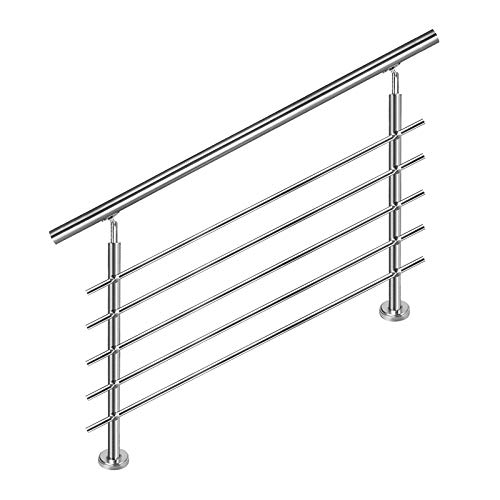 HENGMEI 80cm Treppengeländer Edelstahl-Handlauf Geländer Geländerstäben Terrassengeländer Bausatz Treppen (80cm, 5 Querstreben) von HENGMEI