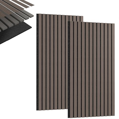 HENGMEI Akustikpaneele Holz Wand Holzpaneele 2er Set Wandpaneele Lamellenverkleidung Wandverkleidung aus Holzfunier und Filz Innendekoration Schalldämmend(120 x 60 cm, Eiche) von HENGMEI