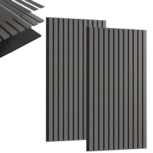 HENGMEI Akustikpaneele Holz Wand Holzpaneele 2er Set Wandpaneele Lamellenverkleidung Wandverkleidung aus Holzfunier und Filz Innendekoration Schalldämmend(120 x 60 cm, Schwarze Eiche) von HENGMEI