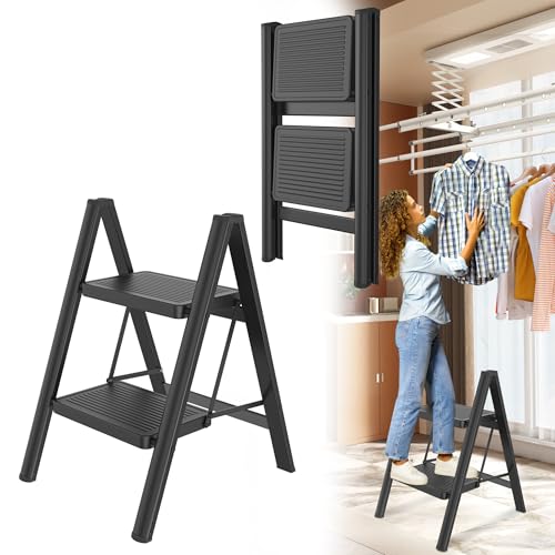 HENGMEI Alu Trittleiter 2 Stufen Leiter Klappleiter Tritthocker rutschfeste Stehleiter Treppenleiter Haushaltsleiter mit Anti Rutsch Pedal Multifunktionale Stufenleiter 150kg Belastbar HENGMEI Alu Trittleiter 2 Stufen Leiter Klappleiter Tritthocker rutschfeste Stehleiter Treppenleiter Haushaltsleiter mit Anti Rutsch Pedal Multifunktionale Stufenleiter 150kg Belastbar von HENGMEI