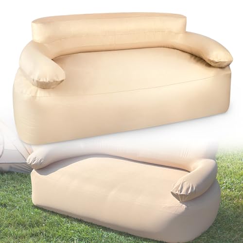 HENGMEI Aufblasbares Sofa Luftsofa Portabel Camping Couch Aufblasbarer Sessel mit Rücken Armlehne Schlafsessel Loveseat Campingsofa Luftmatratze mit Pumpe, Doppelsofa 178 x 86 x 69 cm von HENGMEI