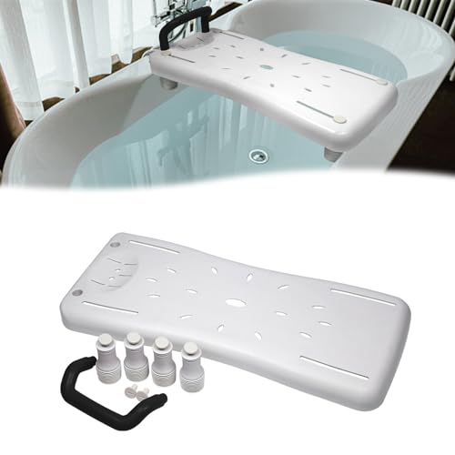 HENGMEI Badewannensitz Senioren, Badewannenbrett Badewannen Einstiegshilfe, Einstellbar Plastik Sitz Bath Erwachsene, Duschbrett für Badewanne mit Seifenablage und Haltegriff, Schwarz Griff von HENGMEI