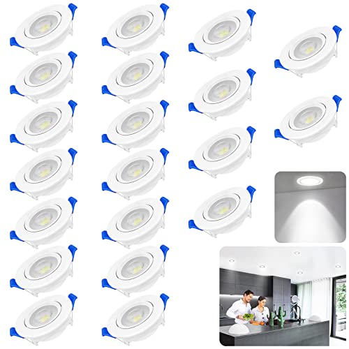 HENGMEI Einbaustrahler LED Spots Ultra flach Deckenspots LED Modul Einbauleuchten Flach Einbauleuchte für Badezimmer Wohnzimmer, 20er Set,5W,Kaltweiß von HENGMEI