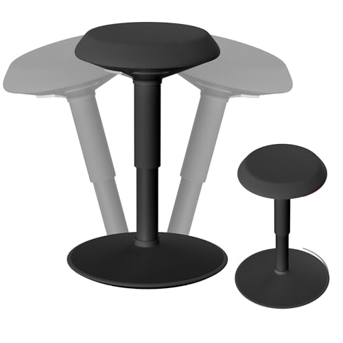 HENGMEI Ergonomischer Hocker Wackelhocker Bürohocker Stehhocker Stehsitz 360° Neigbar Sitzhocker Schreibtischhocker mit Schwingeffekt Arbeitshocker (43-61 cm Höhenverstellbar, Rund, Schwarz) von HENGMEI