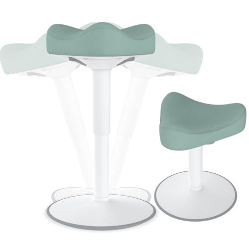 HENGMEI Ergonomischer Hocker Wackelhocker Bürohocker Stehhocker Stehsitz 360° Neigbar Sitzhocker Schreibtischhocker mit Schwingeffekt Arbeitshocker (47-65 cm Höhenverstellbar, Dreiecke, Grün) von HENGMEI