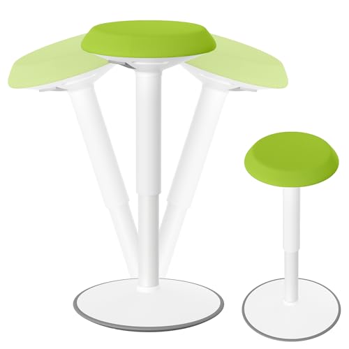 HENGMEI Ergonomischer Hocker Wackelhocker Bürohocker Stehhocker Stehsitz 360° Neigbar Sitzhocker Schreibtischhocker mit Schwingeffekt Arbeitshocker (54-79 cm Höhenverstellbar, Rund, Grün) von HENGMEI