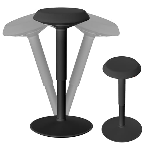 HENGMEI Ergonomischer Hocker Wackelhocker Bürohocker Stehhocker Stehsitz 360° Neigbar Sitzhocker Schreibtischhocker mit Schwingeffekt Arbeitshocker (54-79 cm Höhenverstellbar, Rund, Schwarz) von HENGMEI