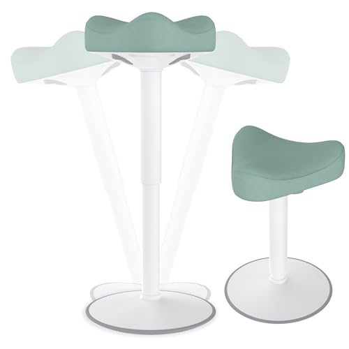 HENGMEI Ergonomischer Hocker Wackelhocker Bürohocker Stehhocker Stehsitz 360° Neigbar Sitzhocker Schreibtischhocker mit Schwingeffekt Arbeitshocker (57-82 cm Höhenverstellbar, Dreiecke, Grün) von HENGMEI