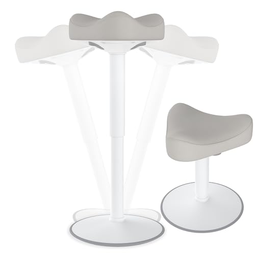 HENGMEI Ergonomischer Hocker Wackelhocker Bürohocker Stehhocker Stehsitz 360° Neigbar Sitzhocker Schreibtischhocker mit Schwingeffekt Arbeitshocker (57-82 cm Höhenverstellbar, Dreiecke, Hellgrau) von HENGMEI