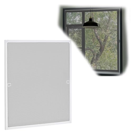 HENGMEI Fliegengitter Fenster Insektenschutz Aluminium Fliegengitter, Kein Bohren Erforderlich, Zum Einhängen Zuschneidbar, für Haus Schule Garage (80x100 cm, Weiß) von HENGMEI