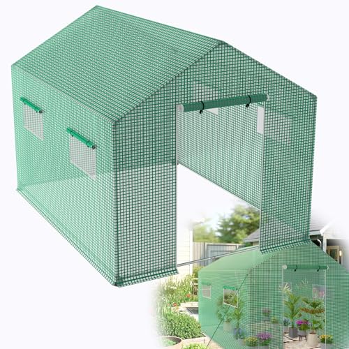 HENGMEI Gartengewächshäuser aus Verzinktes 3 x 2 x 2 m Gewächshaus Foliengewächshaus mit Tunnel Tür und Gitternetzfolie Fenster für Garten Pflanzenanbau, Grün HENGMEI Gartengewächshäuser aus Verzinktes 3 x 2 x 2 m Gewächshaus Foliengewächshaus mit Tunnel Tür und Gitternetzfolie Fenster für Garten Pflanzenanbau, Grün von HENGMEI