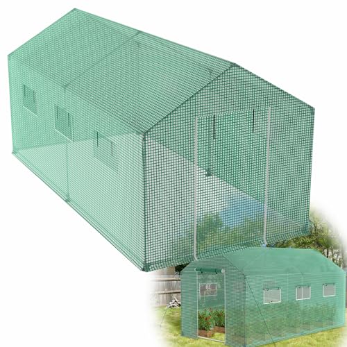 HENGMEI Gartengewächshäuser aus Verzinktes 4.5 x 2 x 2 m Gewächshaus Foliengewächshaus mit Tunnel Tür und Gitternetzfolie Fenster für Garten Pflanzenanbau, Grün HENGMEI Gartengewächshäuser aus Verzinktes 4.5 x 2 x 2 m Gewächshaus Foliengewächshaus mit Tunnel Tür und Gitternetzfolie Fenster für Garten Pflanzenanbau, Grün von HENGMEI