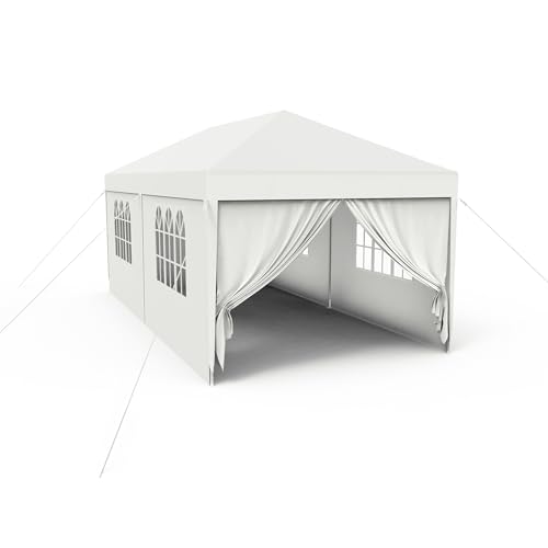 HENGMEI Gartenpavillon 3x6m Gartenzelt Partyzelt Pavillon Festzelt Wasserdicht mit 6/4 Seitenteilen Stahlkonstruktion (Weiß, 6 Seitenwände) von HENGMEI