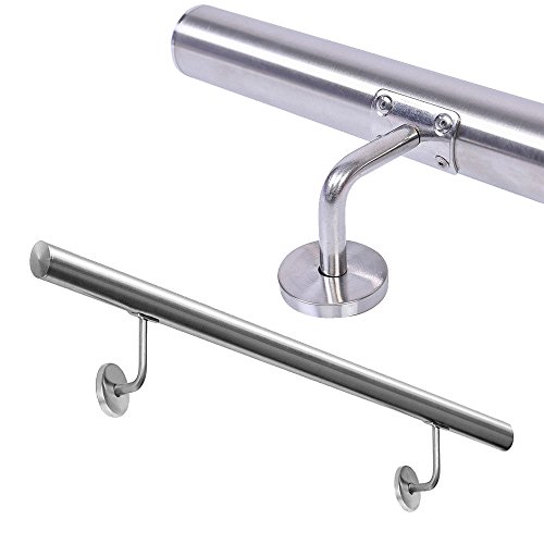 HENGMEI Geländer Edelstahl 80cm Wandhandlauf Edelstahl Handlauf Treppengeländer Eingangsgeländer mit Wandhaltern Halter für Treppen, Balkon, Brüstung von HENGMEI