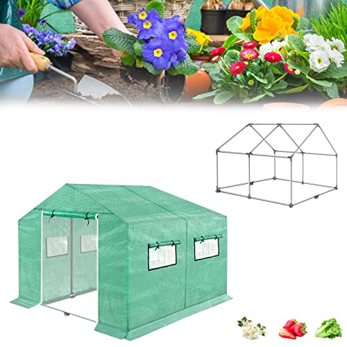 HENGMEI Gewächshaus Aluminium Foliengewächshaus für Außenbereich 3 x 2 x 2 m Gewächshaus-Kit mit Tunnel Tür und Fenstern für Garten Pflanzenanbau, Grün HENGMEI Gewächshaus Aluminium Foliengewächshaus für Außenbereich 3 x 2 x 2 m Gewächshaus-Kit mit Tunnel Tür und Fenstern für Garten Pflanzenanbau, Grün von HENGMEI
