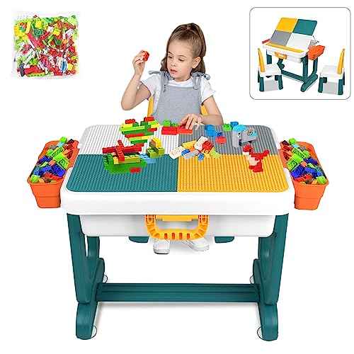 HENGMEI Kindertisch mit Stühle Kindersitzgruppe Mehrzweck Tabelle zum Kleinkind Spieltisch Kindermöbel für Jungen und Mädchen (ohne Kunststoff-Gebäude) von HENGMEI