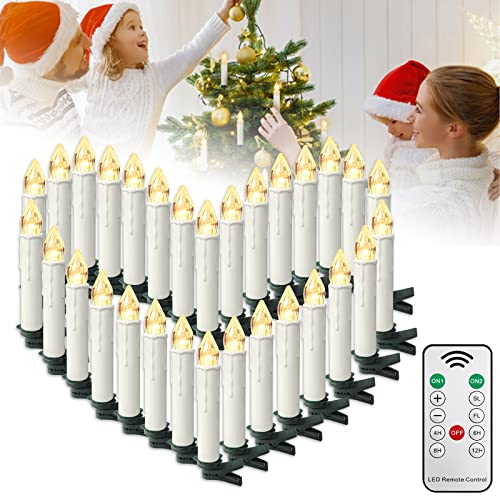 HENGMEI LED kerzen, 30pcs Flameless kerzen mit timerfunktion, flackernde Weihnachtskerzen mit Fernbedienung für Hochzeit, Weihnachtsdeko, Geburtstag Party, warm weiß von HENGMEI