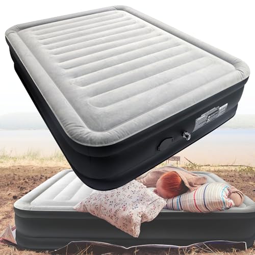HENGMEI Luftmatratze Camping Selbstaufblasend Luftbett Aufblasbare Matratze mit Eingebauter Elektrischer Pumpe Mit Handgepäckstück (Luftbett 2 Personen, 203×152×46cm) von HENGMEI