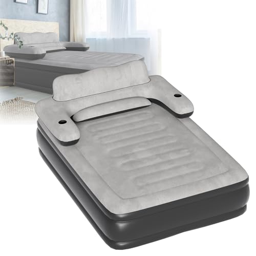 HENGMEI Luftmatratze Camping Selbstaufblasend Luftbett Aufblasbare Matratze mit Eingebauter Elektrischer Pumpe Mit Handgepäckstück (Luftbett 2 Personen mit Rückenlehne, 195×145×42cm) von HENGMEI
