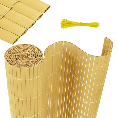 HENGMEI PVC Sichtschutzmatte Sichtschutzzaun Balkonverkleidung Sichtschutz Wasserdicht Sichtschutzzaun mit Kabelbindern Verstärkte Lamellen Privatsphäre PVC Zaun Blickdicht, 80x300cm, Bambus HENGMEI PVC Sichtschutzmatte Sichtschutzzaun Balkonverkleidung Sichtschutz Wasserdicht Sichtschutzzaun mit Kabelbindern Verstärkte Lamellen Privatsphäre PVC Zaun Blickdicht, 80x300cm, Bambus von HENGMEI