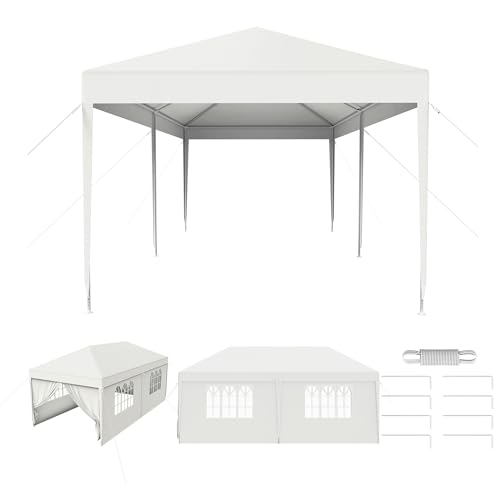 HENGMEI Pavillon 3x6m Partyzelt Gartenzelt Gartenpavillon mit 4 Seitenteilen Sonnenschutz UV-Schutz für Garten, Party, Hochzeit, Picknick (Weiß) von HENGMEI
