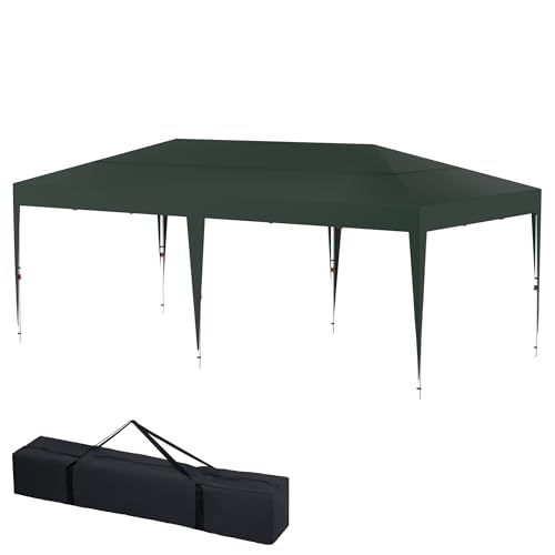 HENGMEI Gartenlauben 3x6m Gartenpavillon Pavillon Partyzelt Metall Faltpavillon Wasserdicht Stabil Gartenzelt Pergola für Party, Marktstand, Garten Outdoor Camping, Grün(ohne Seitenteile) von HENGMEI