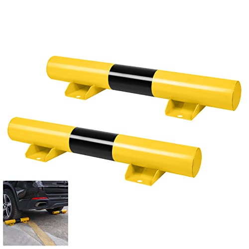 HENGMEI Radstopper 2er Metall Parkstopper Parkplatzsperre Garagenstopper Parkplatzbegrenzer Parkplatzbegrenzung Garagen Wandschutz mit Reflexionsstreifen 60x13x9cm (2 Stuck) von HENGMEI