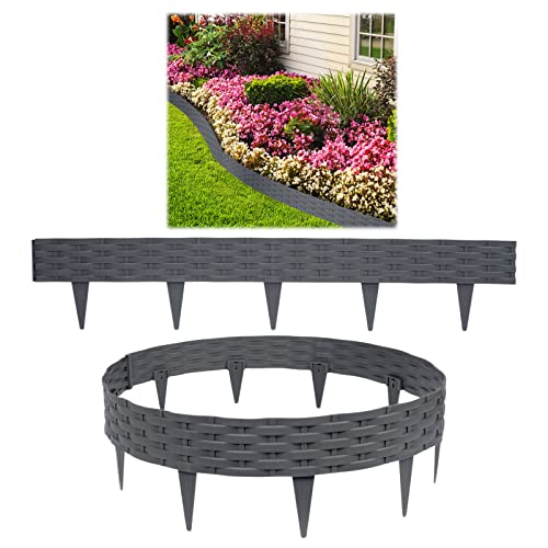 HENGMEI Rasenkanten Kunststoff Beetumrandungen 50m Beetumrandung Gartenpalisade Mähkante 50 stücke Rattan-Optik Randsteine Palisaden Gartenzaun, Anthrazit HENGMEI Rasenkanten Kunststoff Beetumrandungen 50m Beetumrandung Gartenpalisade Mähkante 50 stücke Rattan-Optik Randsteine Palisaden Gartenzaun, Anthrazit von HENGMEI