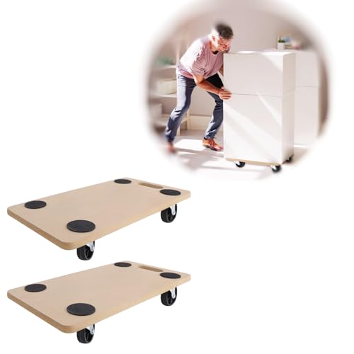 HENGMEI Rollbrett Transportroller 2 Stück, 200 kg Belastbarkeit pro Plattform mit 360° Rolle Kann an die Wand Gehängt Werden für Umzug Möbel Transport von HENGMEI