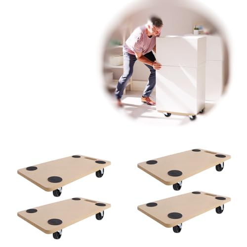 HENGMEI Rollbrett Transportroller 4 Stück, 200 kg Belastbarkeit pro Plattform mit 360° Rolle Kann an die Wand Gehängt Werden für Umzug Möbel Transport von HENGMEI