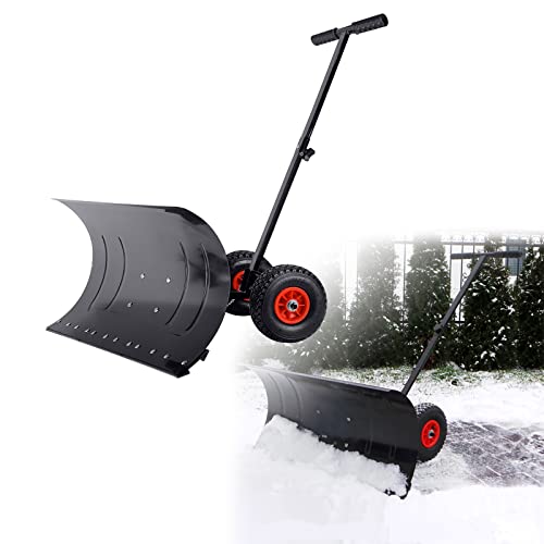 HENGMEI Schneeschieber mit Rädern Schneeschaufel Mobile Höhenverstellbar Schneeräumer, Schneeschild 75 cm Arbeitsbreite Höhe 42 cm, Schwarz HENGMEI Schneeschieber mit Rädern Schneeschaufel Mobile Höhenverstellbar Schneeräumer, Schneeschild 75 cm Arbeitsbreite Höhe 42 cm, Schwarz von HENGMEI