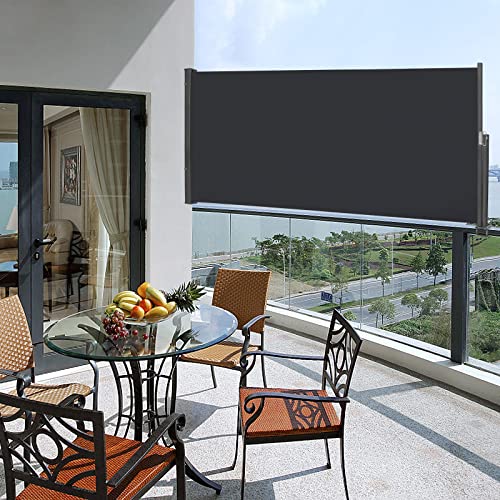 HENGMEI Seitenmarkise ausziehbar 140x300cm Sonnenschutz Sichtschutz Windschutz Verschiedene Größen für Terrasse Camping Garden, Anthrazit von HENGMEI