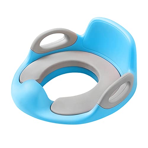 HENGMEI Töpfchentrainer Toilettensitz WC-Sitz Kinder Toilettentrainer Töpfchen Training Sitze Anti-Rutsch PU Gepolstert Kissen mit Griff und Spritzschutz, Blau von HENGMEI