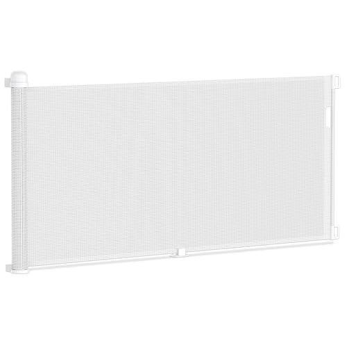 HENGMEI Türschutzgitter Rollo Treppenschutzgitter Ausziehbar 0-300 cm Treppenschutzrollo Hundebarrieren Einziehbares Türgitter Hund Tür für Babys und Haustiere (Weiß) von HENGMEI