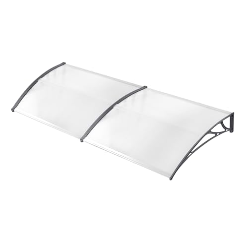 HENGMEI Vordach für Haustür Haustürvordach 300 x 100 cm Pultbogenvordach Polycarbonat, PP Halterung für draußen Sonnenschutz Regenschutz, Grauer Rahmen HENGMEI Vordach für Haustür Haustürvordach 300 x 100 cm Pultbogenvordach Polycarbonat, PP Halterung für draußen Sonnenschutz Regenschutz, Grauer Rahmen von HENGMEI