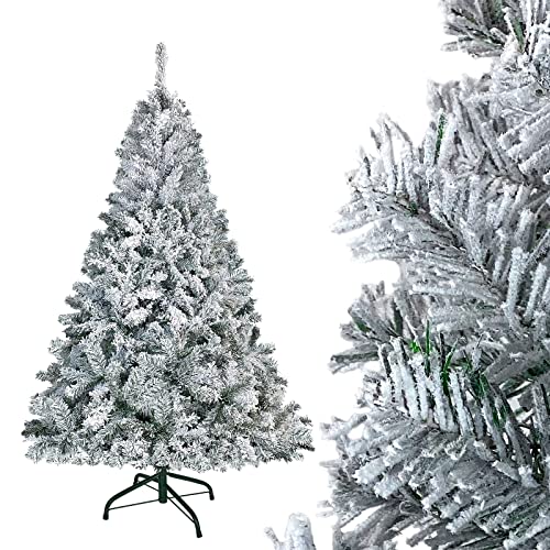 HENGMEI Weihnachtsbaum 180 cm, PVC künstlicher Tannenbaum mit Ständer Schnee Beflocken, dichte Zweige Christmas Tree Ø95 cm von HENGMEI