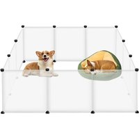 Hengmei - Gehege Freigehege Gittergehege Kleintierkäfig Laufgitter Weiß Transparentes Kunststoffgitter Käfig Katzen Welpen 12 Platten 145x75x48 cm von HENGMEI