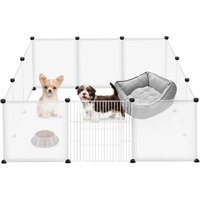 Hengmei - Gehege Freigehege Gittergehege mit Tür Kleintierkäfig Laufgitter Weiß Transparentes Kunststoffgitter Käfig Kaninchen Katzen Welpen diy 12 von HENGMEI
