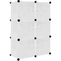 Kleiderschränke Kleiderschrank diy Garderobenschrank Steckregalsystem Regalsystem Garderoben mit Weiß-Muster (6 Boxen mit Tür) Hengmei von HENGMEI