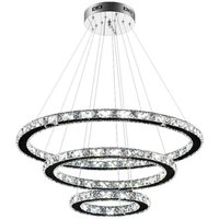 Hengmei - Pendelleuchten led Kronleuchter Hängelampe Kristall Pendelleuchte 96W Dimmbar Deckenleuchte Hängeleuchte Drei Ringe (Dimmbar, 96W) von HENGMEI