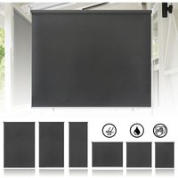 Rollos Außenrollo Senkrechtmarkise Balkonrollo Sichtschutz Rollo Sonnenschutz Verdunklungsrollo uv Schutz (100x140cm, Anthrazit) Hengmei von HENGMEI