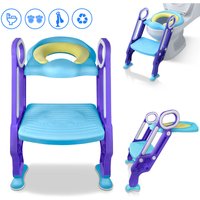 Hengmei - Toilettentrainer Toilettensitz kinder mit treppe Töpfchentraining Toiletten-Trainingssitz, klappbar und höhenverstellbar, Blau+Lila von HENGMEI