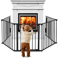 Treppenschutzgitter Kaminschutzgitter Baby Metall Kinderschutzgitter Absperrgitter Schutzgitter Faltbar Laufgitter mit Tür aus 5 element, Schwarz Treppenschutzgitter Kaminschutzgitter Baby Metall Kinderschutzgitter Absperrgitter Schutzgitter Faltbar Laufgitter mit Tür aus 5 element, Schwarz von HENGMEI
