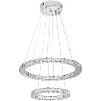 Pendelleuchten LED Kronleuchter Hängelampe Kristall Pendelleuchte 48W Kaltweiß Deckenleuchte Hängeleuchte Zwei Ringe (Kaltweiß, 48W), HENGMEI von HENGMEI