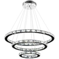 Pendelleuchten LED Kronleuchter Hängelampe Kristall Pendelleuchte 96W Dimmbar Deckenleuchte Hängeleuchte Drei Ringe (Dimmbar, 96W), HENGMEI von HENGMEI
